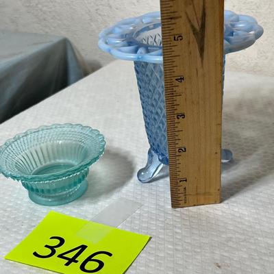 Lot 346 Opalescent Vase & nut dish