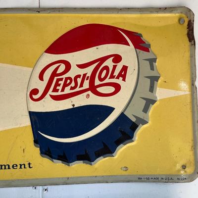 Vintage metal Pepsi & 7-Up signs
