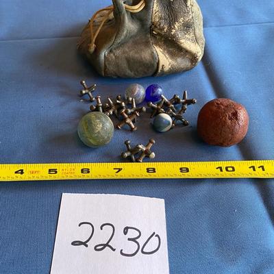 Vintage Jacks Marbles and Bag