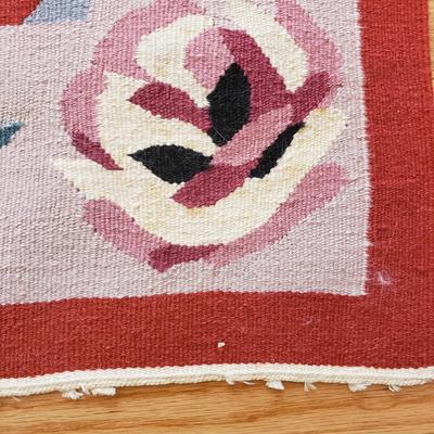 Wool Rug with Reds, Blues, and Pinks (LLR-KD)