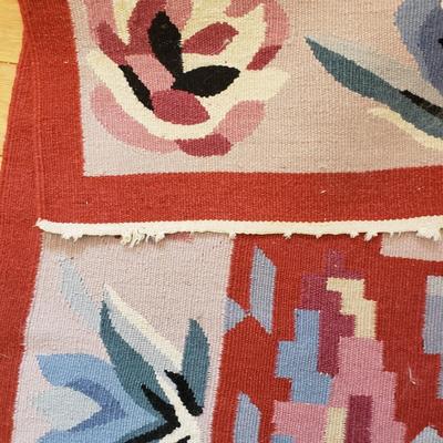 Wool Rug with Reds, Blues, and Pinks (LLR-KD)