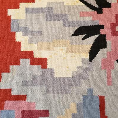 Wool Rug with Reds, Blues, and Pinks (LLR-KD)