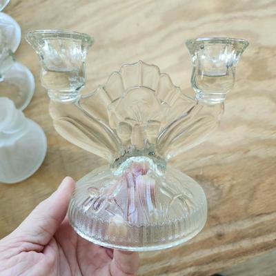 Lot of 12 Vintage Jeannette Glass Candle Holder