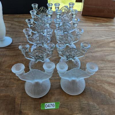 Lot of 12 Vintage Jeannette Glass Candle Holder