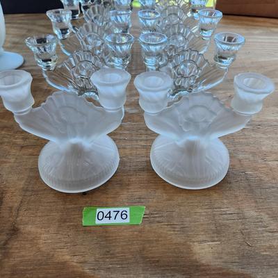 Lot of 12 Vintage Jeannette Glass Candle Holder