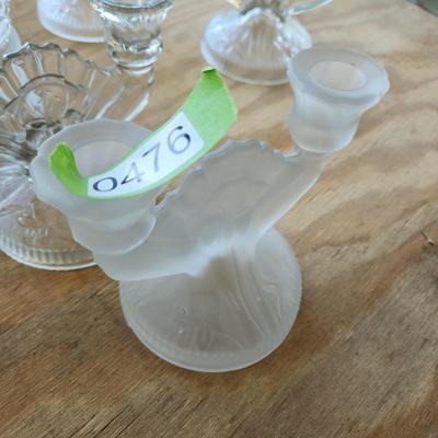 Lot of 12 Vintage Jeannette Glass Candle Holder