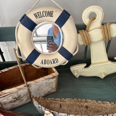 Birch baskets/canoes & boat decor