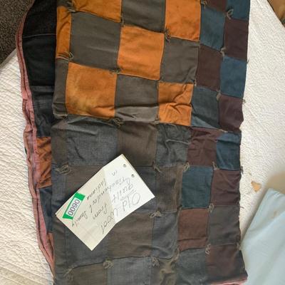 Early Antique Handmade Wool Quilt - Indiana Origin