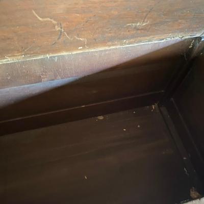 Vintage Wooden Box on Rollers with Lid