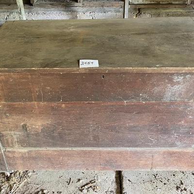 Vintage Wooden Box on Rollers with Lid