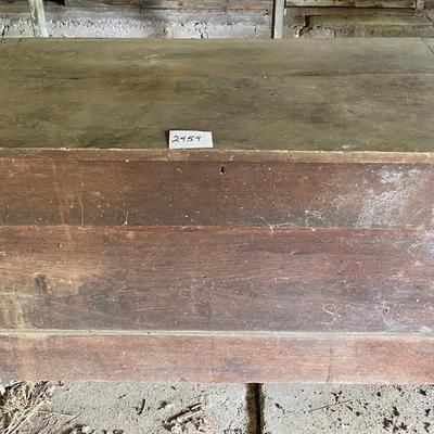 Vintage Wooden Box on Rollers with Lid