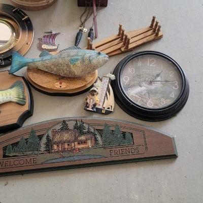 Cuckoo clock, mirror, signs, clock