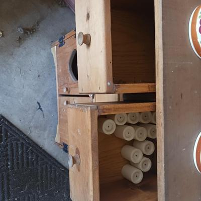 WOODEN CABINET W/GLASS JARS