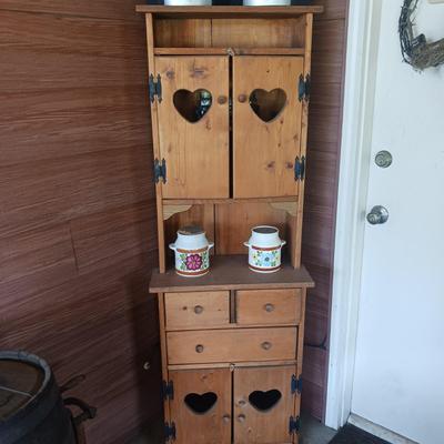 WOODEN CABINET W/GLASS JARS