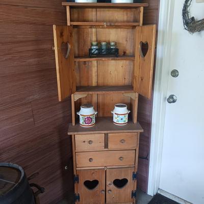 WOODEN CABINET W/GLASS JARS