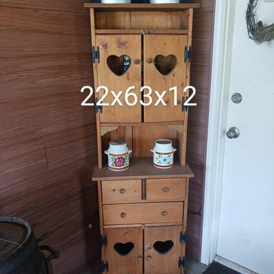 WOODEN CABINET W/GLASS JARS