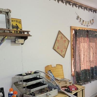 Lot of fishing equipment and decor