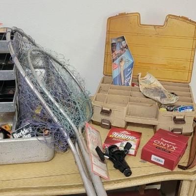 Lot of fishing equipment and decor