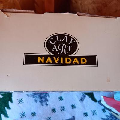 4 NAVIDAD TREE SNACK PLATES, SANTA LAMP, ICE SKATERS MUSIC BOX AND MORE