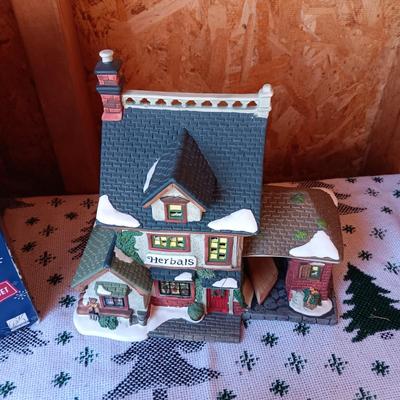 2 CHRISTMAS VILLAGE BUILDINGS & GEORGE BAILEY'S CAR
