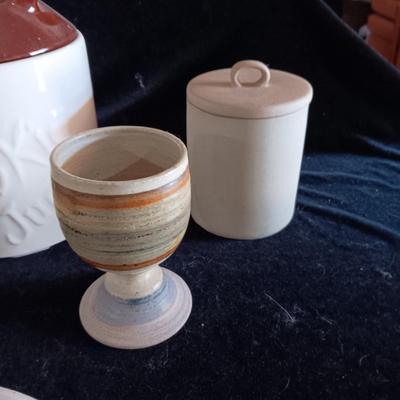 JUG COOKIE JAR AND CLAY PIECES