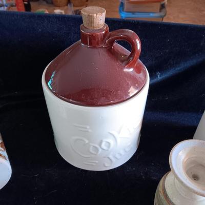 JUG COOKIE JAR AND CLAY PIECES