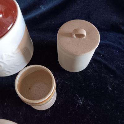 JUG COOKIE JAR AND CLAY PIECES