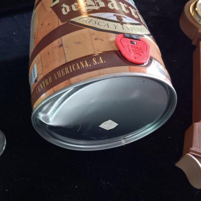 SEALED GALLO DE BARRIL & CAN OF JR BEER, BAROMETER AND COORS GLASS