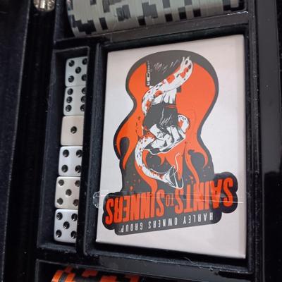 HARLEY OWNERS GROUP SAINTS TO SINNERS POKER CHIPS, CARDS & DICE