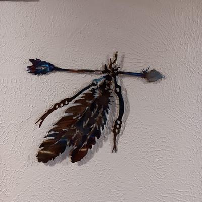LASER CUT METAL WALL ART AND AN IRON ARROW WALL SCONCE