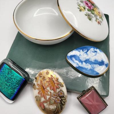 Vintage Pins & Porcelain Trinket Dish