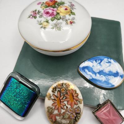 Vintage Pins & Porcelain Trinket Dish