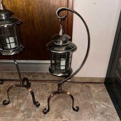3 FREE STANDING CANDLE LANTERNS