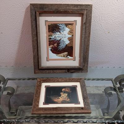 BARNWOOD FRAMED BEV DOOLITTL'S "SEASON OF THE EAGLE" & "UNKNOWN PRESENCE"