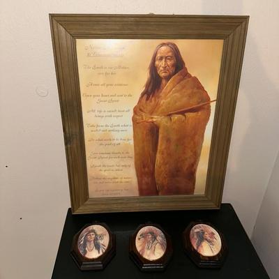 NATIVE AMERICANS 10 COMMANDMENTS & 3 DECOUPAGED PLAQUES