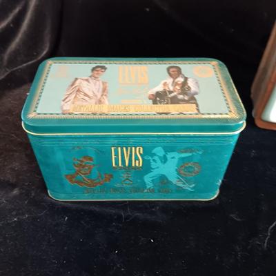 ELVIS GOLD COMMEMORATIVE COLLECTOR CARDS AND METAL BOX