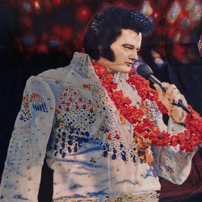 2 LARGE ELVIS CLOTH TAPESTRY STYLE PICTURES