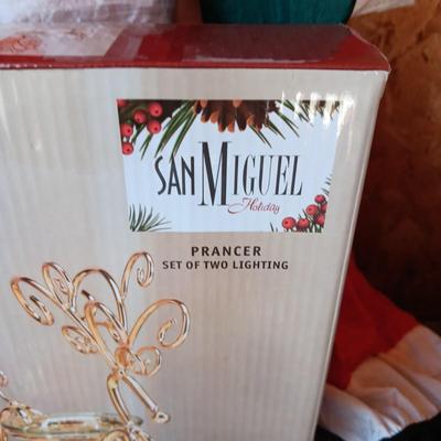 REINDEER CANDLE HOLDERS, WINDSOCK LIKE SANTA
