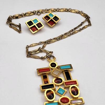 Retro Modernist Necklace, Earrings CAPRI