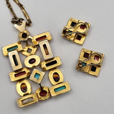 Retro Modernist Necklace, Earrings CAPRI