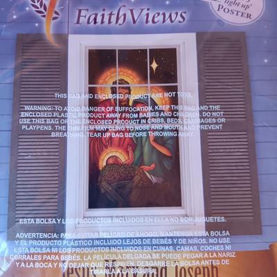HOLIDAY SHOWER CURTAIN WITH RINGS, WINDOW CLINGS AND TOTE