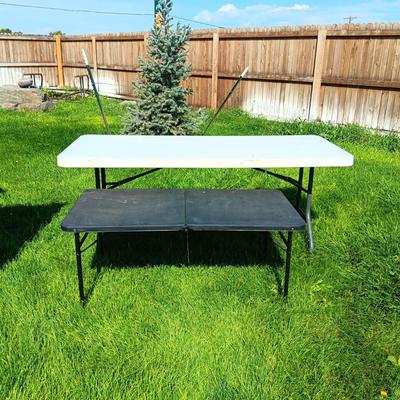 6 FOOT TABLE AND A 4 FOOT FOLDING TABLE