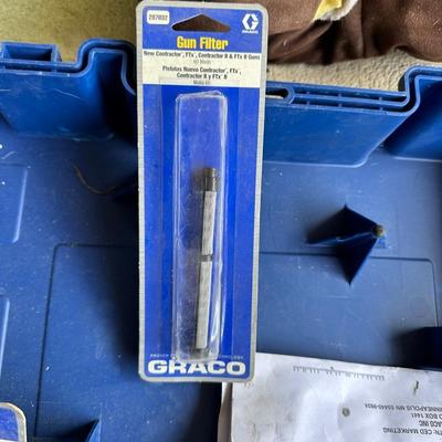 GRACO PRO SHOT PAINT SPRAY GUN, AIR HOSES, PALM SANDER AND MORE