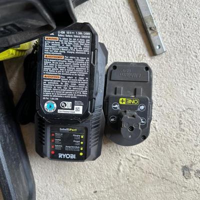 RYOBI 10" CORDLESS CHAINSAW, HUSKY 6" DA AIR SANDER, DRILL BITS AND MORE