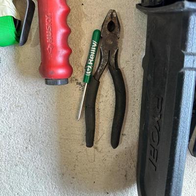 RYOBI 10" CORDLESS CHAINSAW, HUSKY 6" DA AIR SANDER, DRILL BITS AND MORE