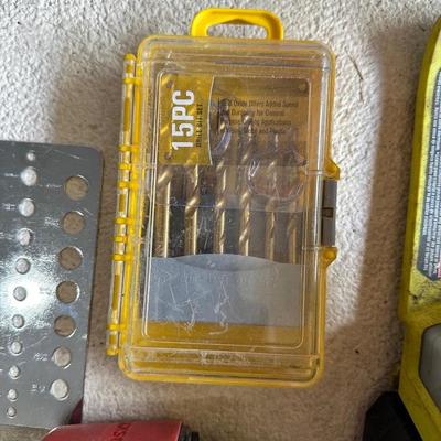 RYOBI 10" CORDLESS CHAINSAW, HUSKY 6" DA AIR SANDER, DRILL BITS AND MORE