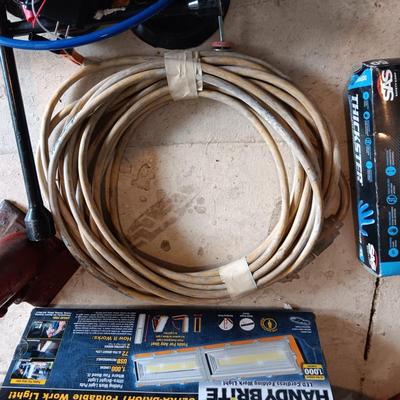FOLDING WORK LIGHT, BOTTLE JACK, 4 WAY LUG WRENCH, GRINDING WHEELS
