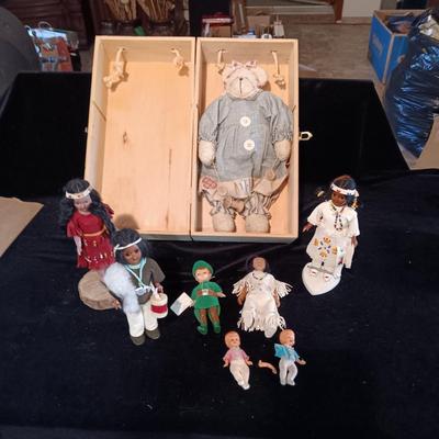 VINTAGE DOLLS AND A PLUSH BEAR