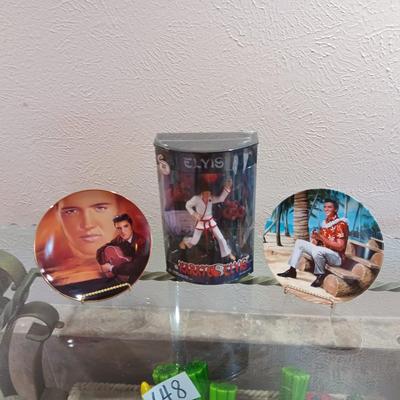 NIB KARATE ELVIS DOLL AND 2 COLLECTOR'S PLATES