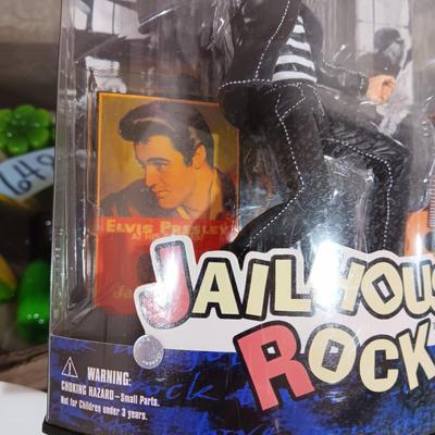 ELVIS NIB JAILHOUSE ROCK DOLL AND 2 COLLECTOR'S PLATES